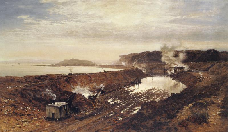 Benjamin Williams Leader The Excavation of the Manchester Ship Canal oil painting picture